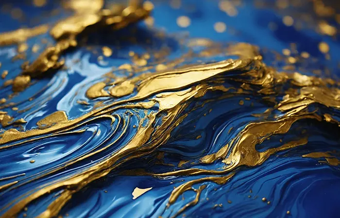 Dynamic Blue and Gold Flow Texture image